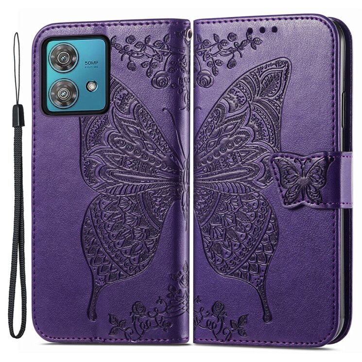 Чехол UniCase Butterfly Pattern для Motorola Moto G84 - Dark Purple: фото 1 из 5