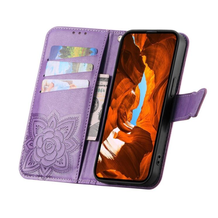Чехол-книжка с рисунком UniCase Butterfly Pattern для Xiaomi Redmi 15C / Poco C85 - Light Purple: фото 2 из 9