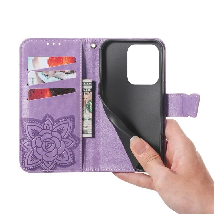 Чехол-книжка с рисунком UniCase Butterfly Pattern для Xiaomi Redmi 15C / Poco C85 - Light Purple: фото 5 из 9
