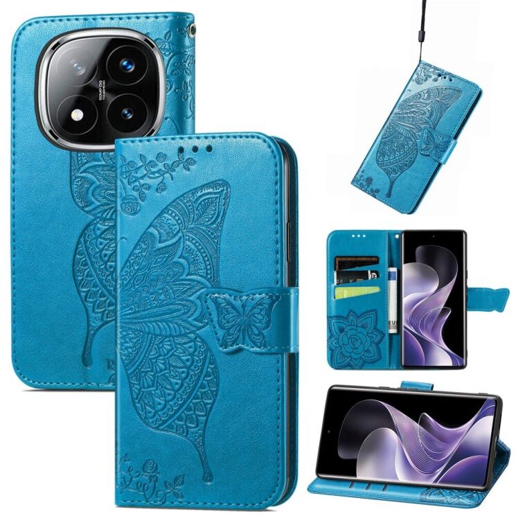 Чехол UniCase Butterfly Pattern для Xiaomi Redmi Note 14 Pro Plus - Blue: фото 6 из 9