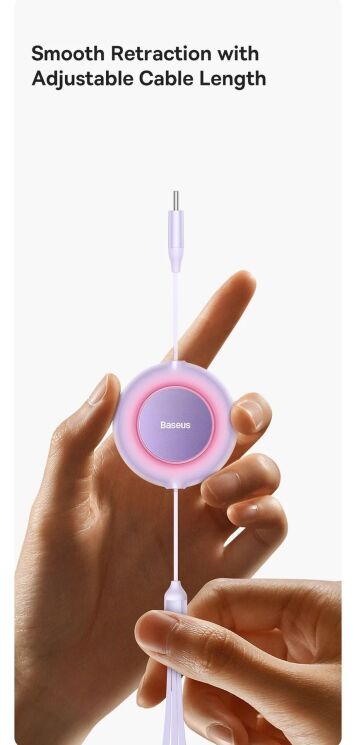 Кабель Baseus Bright Mirror 2 Series 3-in-1 Type-C to MicroUSB+Lightning+Type-C (100W, 1.1m) CAMJ010201 - Black: фото 21 з 30