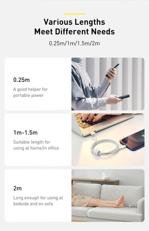 Кабель Baseus Superior Series USB to Lightning (2.4A, 1m) CALYS-A02 - White: фото 20 из 22