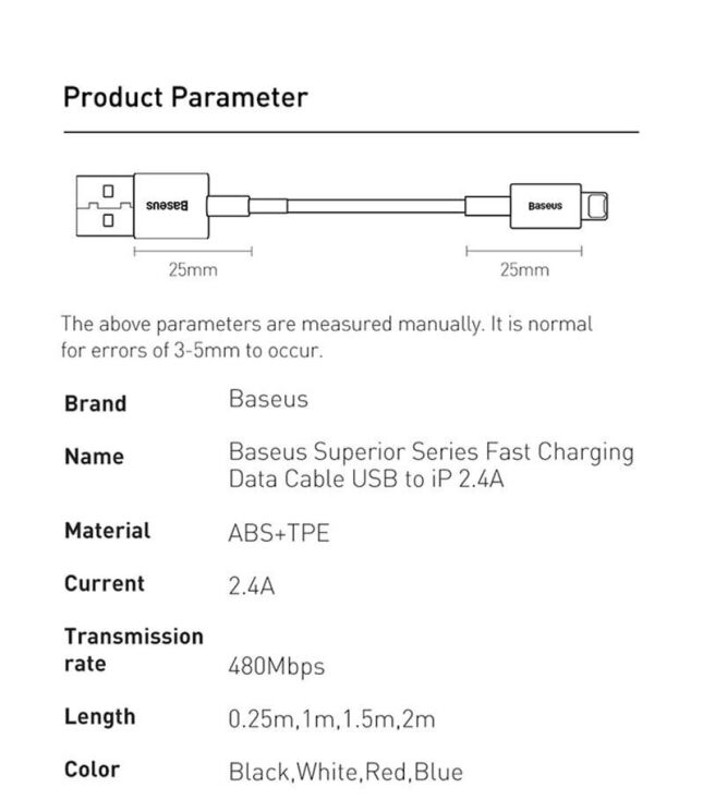 Кабель Baseus Superior Series USB to Lightning (2.4A, 1m) CALYS-A02 - White: фото 21 из 22