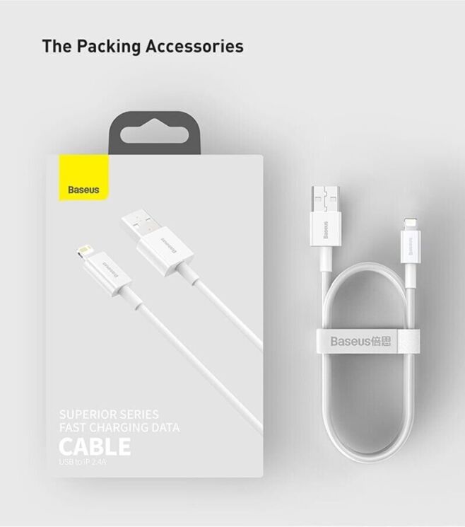 Кабель Baseus Superior Series USB to Lightning (2.4A, 1m) CALYS-A02 - White: фото 22 из 22