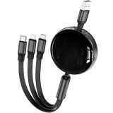 Кабель Hoco X78 3 in 1 USB to Lightning + MicroUSB + Type-C (2A, 1m) - Black: фото 1 з 5