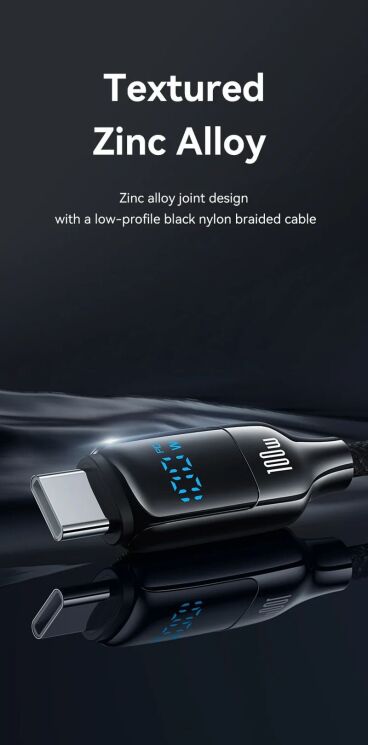 Кабель USAMS SJ742 Type-C to Type-C (100W, 3A, 1.2m) - Gray: фото 8 из 14