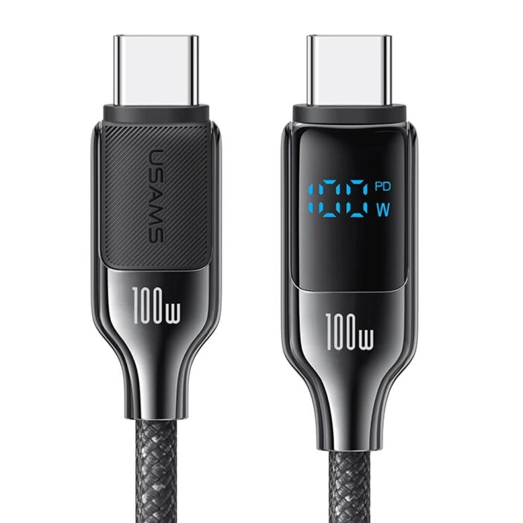 Кабель USAMS SJ742 Type-C to Type-C (100W, 3A, 1.2m) - Gray: фото 1 из 14