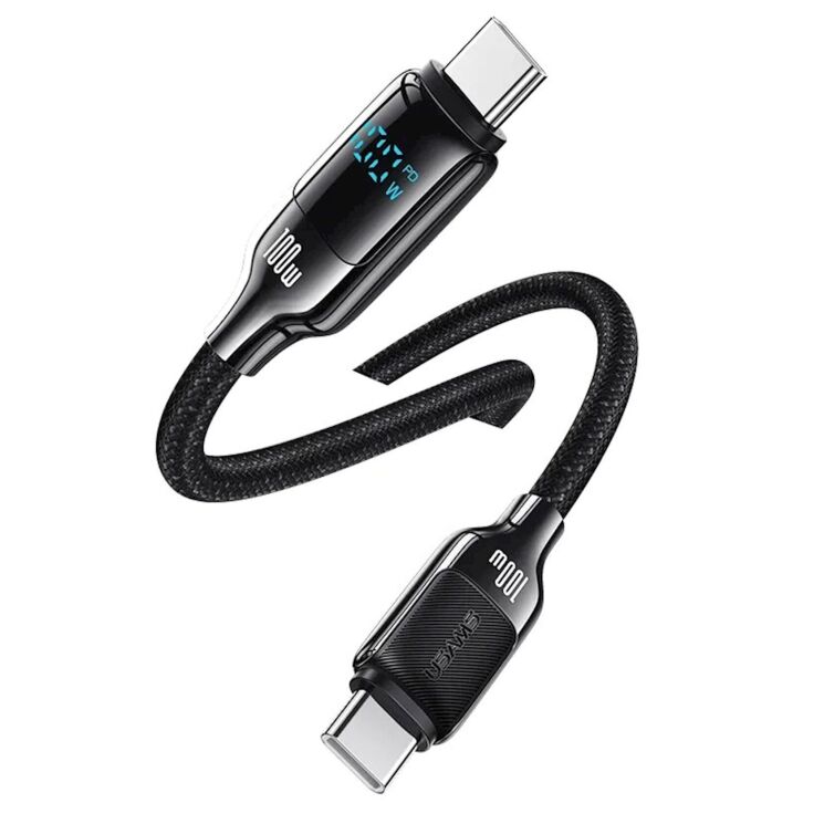 Кабель USAMS SJ742 Type-C to Type-C (100W, 3A, 1.2m) - Gray: фото 2 из 14
