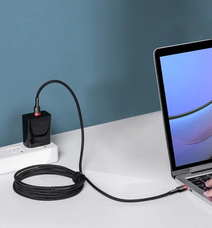 Комплект кабелей (2шт) Baseus Cafule Type-C to Type-C (100W, 2m) P10318306003-01 - Black / Grey: фото 16 из 20