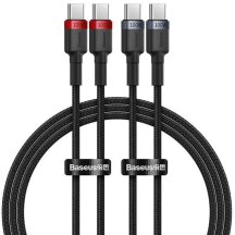 Комплект кабелей (2шт) Baseus Cafule Type-C to Type-C (100W, 2m) P10318306003-01 - Black / Grey: фото 1 из 20