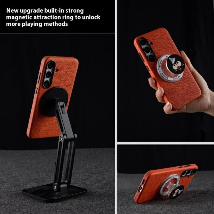 Кожаный чехол MELKCO Leather Case Magnetic для Samsung Galaxy S25 Ultra (S938) - Orange: фото 6 из 10