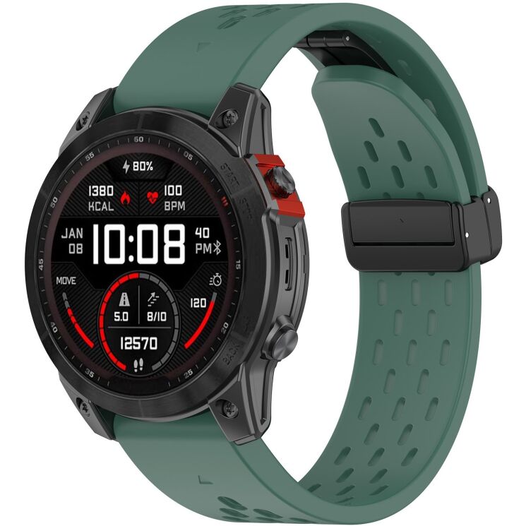 Ремінець Deexe Astra Strap для годинників Garmin з шириною кріплення QuickFit 20mm - Dark Green: фото 4 з 9