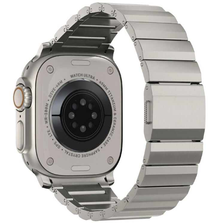 Ремешок Deexe Click Stainless Steel для Apple Watch 46 / 45 / 44 / SE 44 / 42 (Series 1-3) / Ultra / Ultra 2 - Titanium: фото 1 из 6