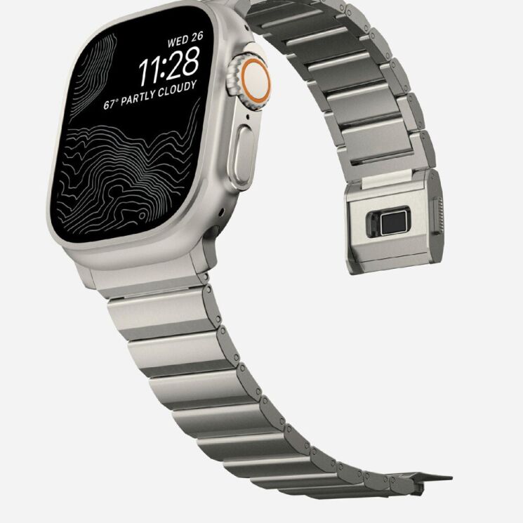 Ремешок Deexe Click Stainless Steel для Apple Watch 46 / 45 / 44 / SE 44 / 42 (Series 1-3) / Ultra / Ultra 2 - Titanium: фото 3 из 6