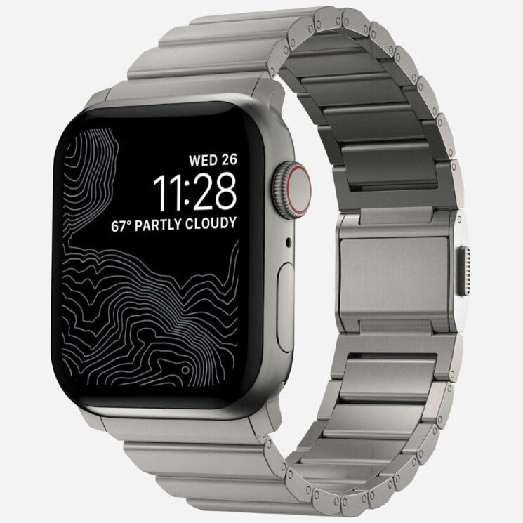 Ремешок Deexe Click Stainless Steel для Apple Watch 46 / 45 / 44 / SE 44 / 42 (Series 1-3) / Ultra / Ultra 2 - Titanium: фото 2 из 6