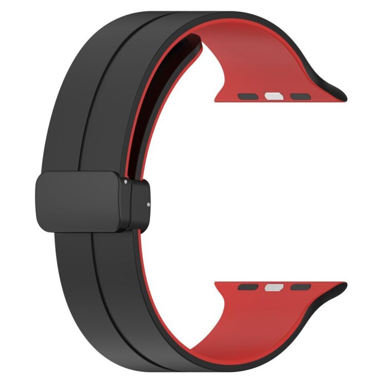 Ремінець Deexe Color Soft Line для Apple Watch 42 (Series 10/11) / 41 / 40 / SE 40 / 38 - Black / Red: фото 2 з 7