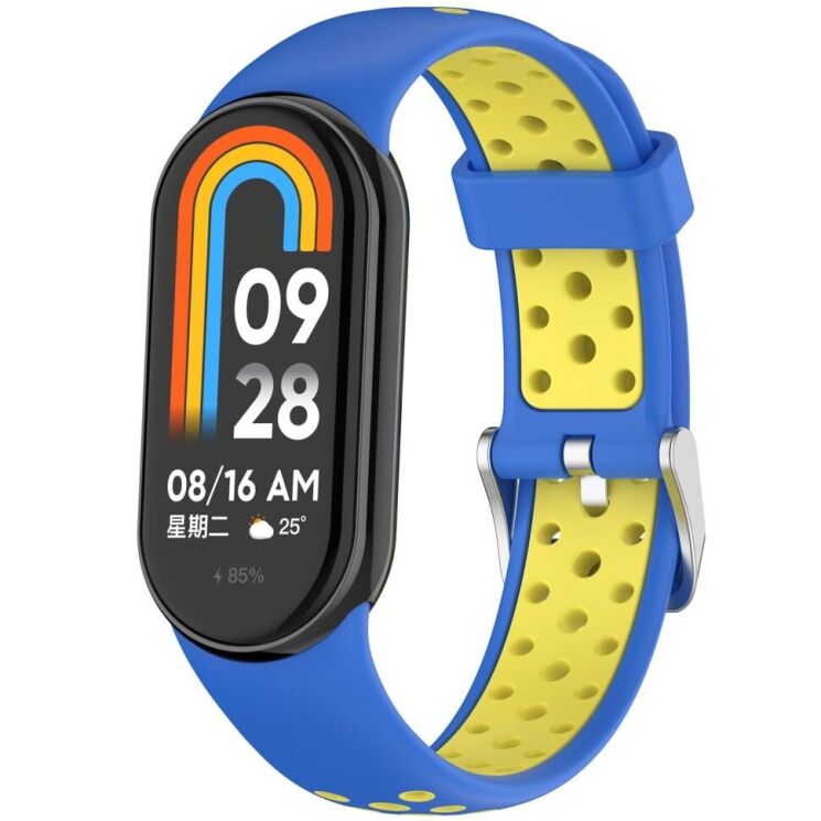 Ремешок Deexe Dot Color для Xiaomi Mi Smart Band 8 / 9 - Yellow / Blue: фото 2 из 9