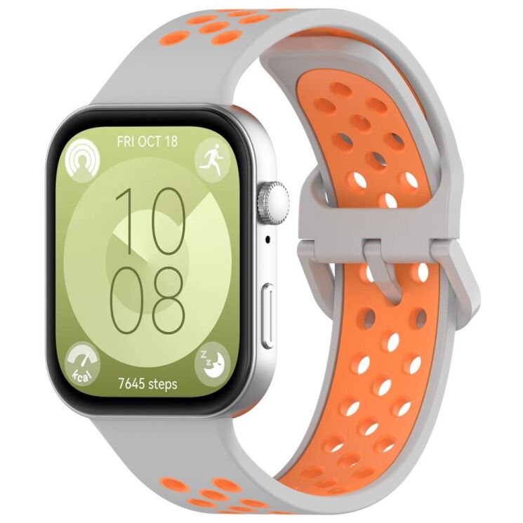 Ремінець Deexe Dual Color для Huawei Watch Fit 3 - Grey / Orange: фото 4 з 7