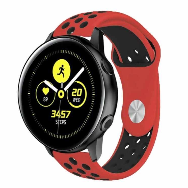 Ремінець Deexe Dual Color для Samsung Galaxy Watch Active - Red / Black: фото 2 з 3