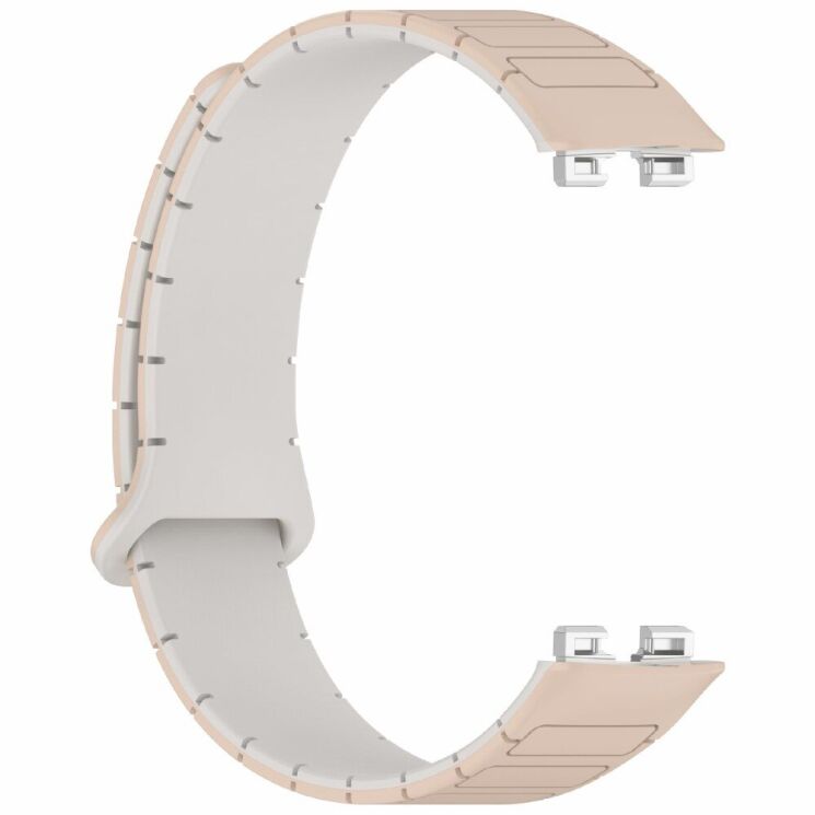 Ремешок Deexe Flexible Fit для Huawei Band 8 / 9 / 10 - Milk Tea / Rock White: фото 4 из 6