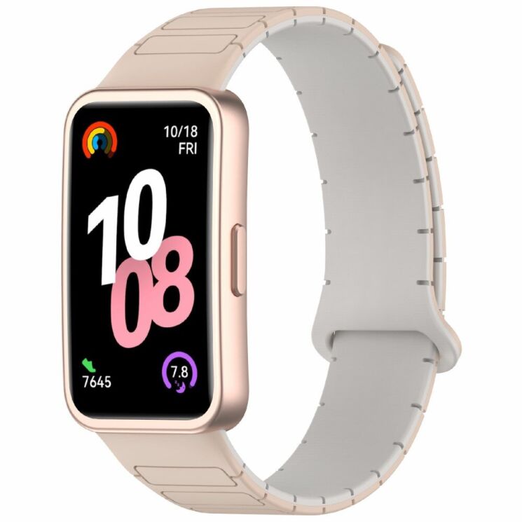 Ремешок Deexe Flexible Fit для Huawei Band 8 / 9 / 10 - Milk Tea / Rock White: фото 2 из 6