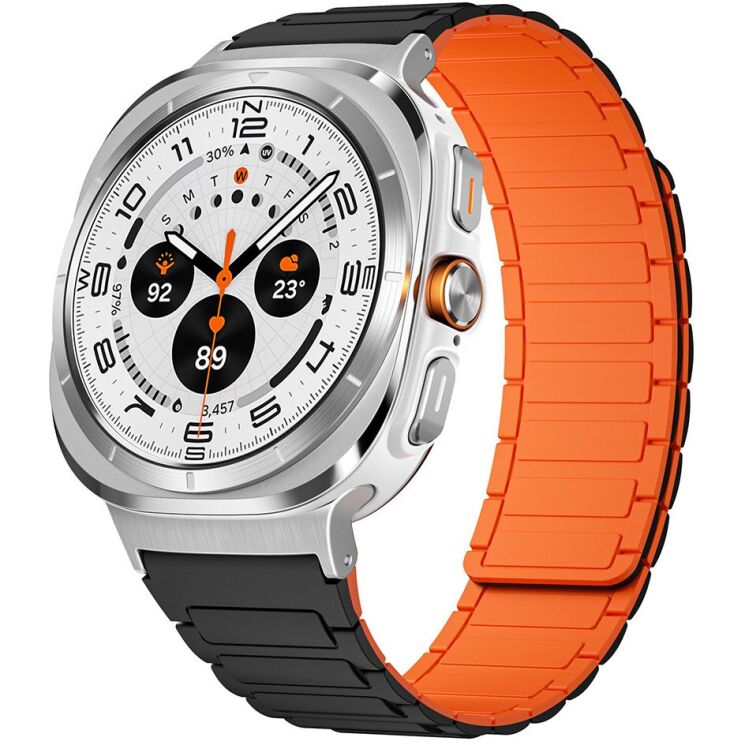 Ремінець Deexe Flexible Fit для Samsung Galaxy Watch Ultra (47mm) / Ultra (2025) - Orange / Black: фото 2 з 2