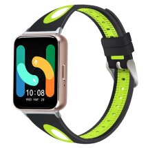 Ремінець Deexe Holes Design для Samsung Galaxy Fit 3 - Black / Green: фото 1 з 5