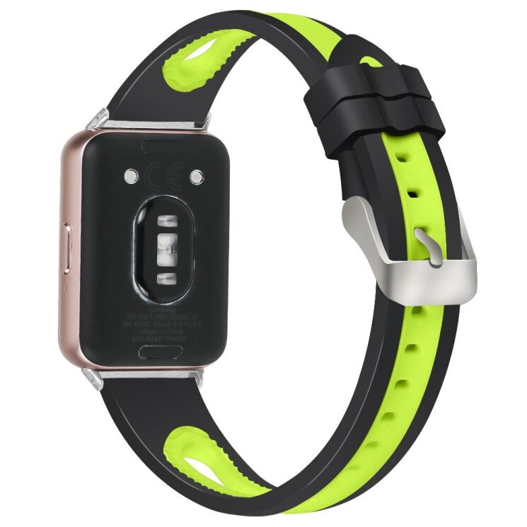 Ремінець Deexe Holes Design для Samsung Galaxy Fit 3 - Black / Green: фото 2 з 5