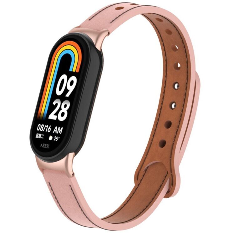 Ремешок Deexe Leather Braslet для Xiaomi Mi Smart Band 8 / 9 - Pink: фото 3 из 6