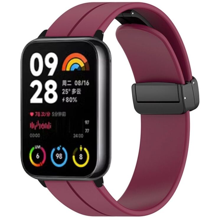 Ремінець Deexe Magnetic Braselet для Xiaomi Redmi Watch 4 / Mi Smart Band 8 Pro / Band 9 Pro - Wine Red: фото 1 з 3