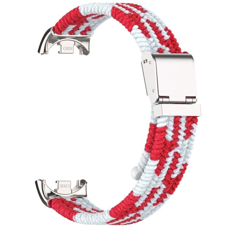 Ремінець Deexe Nylon Bracelet для Xiaomi Mi Smart Band 8 / 9 / 10 - White / Red: фото 2 з 6