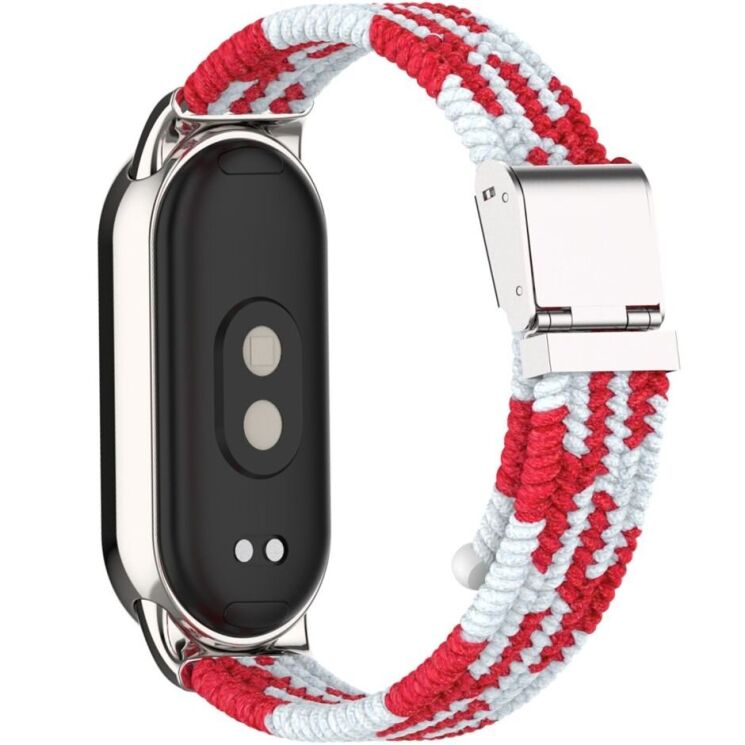 Ремінець Deexe Nylon Bracelet для Xiaomi Mi Smart Band 8 / 9 / 10 - White / Red: фото 1 з 6