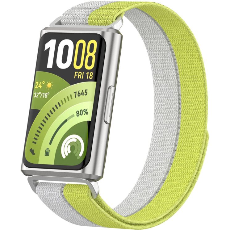 Ремешок Deexe Nylon Loop для Huawei Band 11 Pro / Band 11 - Yellowgreen: фото 3 из 5