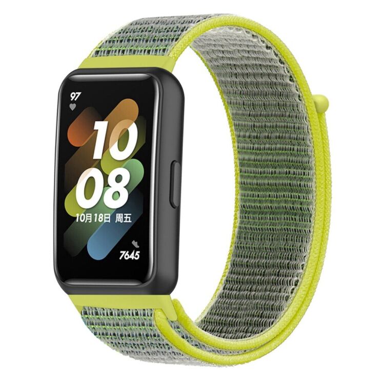 Ремінець Deexe Nylon Loop для Huawei Band 7 - Green / Yellow: фото 2 з 5