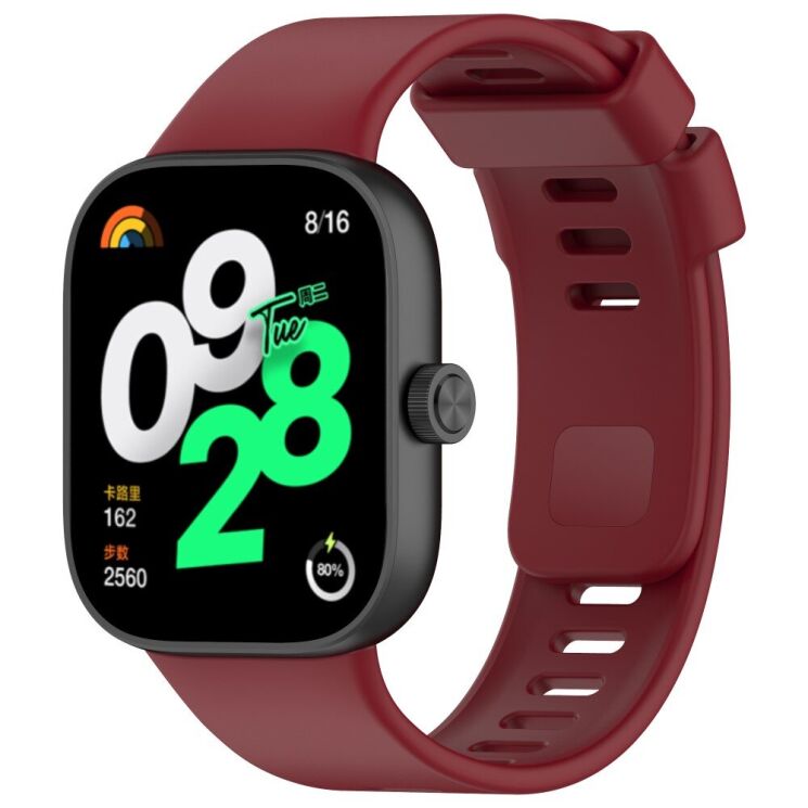 Ремешок Deexe Silicone Strap для Xiaomi Redmi Watch 4 / Mi Smart Band 8 Pro / Band 9 Pro - Wine Red: фото 2 из 6
