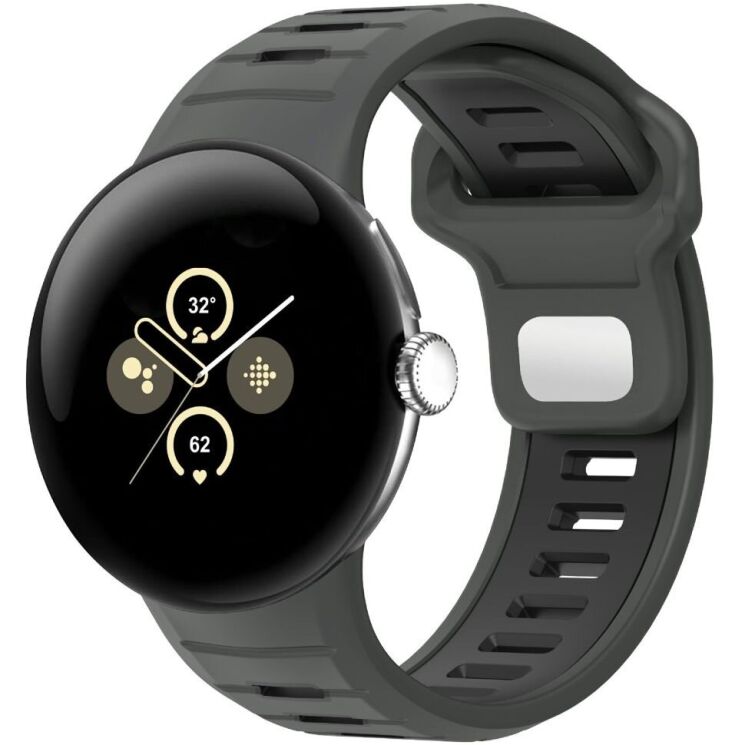 Ремешок Deexe Sport Design для Google Pixel Watch 3 (45mm) - Charcoal / Black: фото 2 из 6