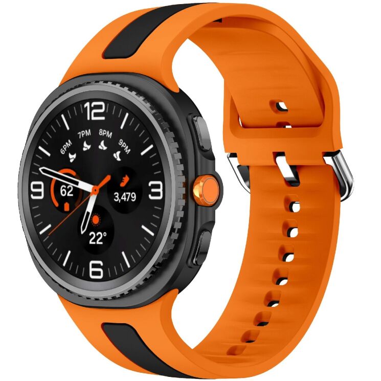 Ремешок Deexe Sport Strap для Samsung Galaxy Watch 8 (40/44mm) / 8 Classic - Orange / Black: фото 2 из 6