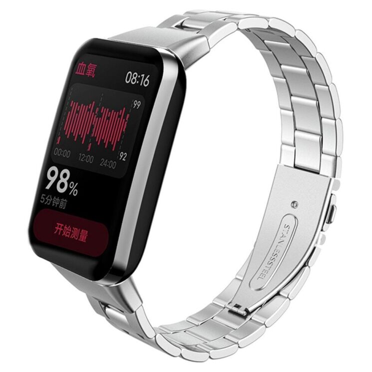 Ремешок Deexe Stainless Style для Xiaomi Mi Band 7 Pro - Silver: фото 2 из 3