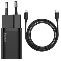 Мережевий зарядний пристрій Baseus Super Si Quick Charger (20W) + кабель Type-C to Lightning (TZCCSUP-B01) - Black: фото 1 з 21