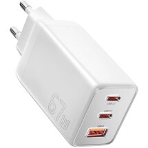 Мережевий зарядний пристрій ESSAGER 67W GaN 2Type-C + USB (ECT67W-LJB02-Z) - White: фото 1 з 13