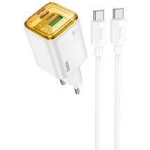 Сетевое зарядное устройство Hoco N53 Monsoon PD30W+QC3.0 + кабель Type-C to Type-C - White: фото 1 из 5