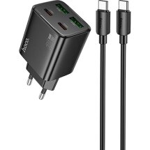 Сетевое зарядное устройство Hoco N56 30W 2C+2U + кабель Type-C to Type-C - Black: фото 1 из 7