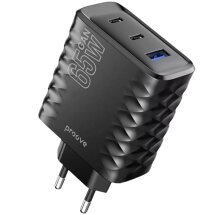 Мережевий зарядний пристрій Proove Speed Surge Gan 65W (USB + 2Type-C) - Black: фото 1 з 6