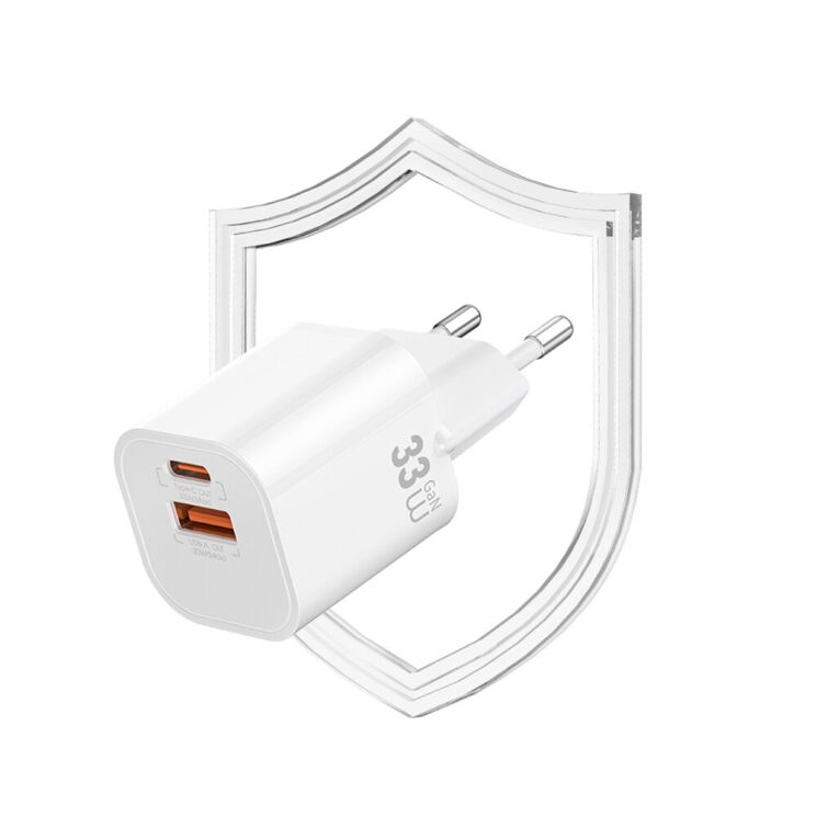 Сетевое зарядное устройство WIWU Wi-G017 GaN 33W (USB + Type-C) - White: фото 8 из 11