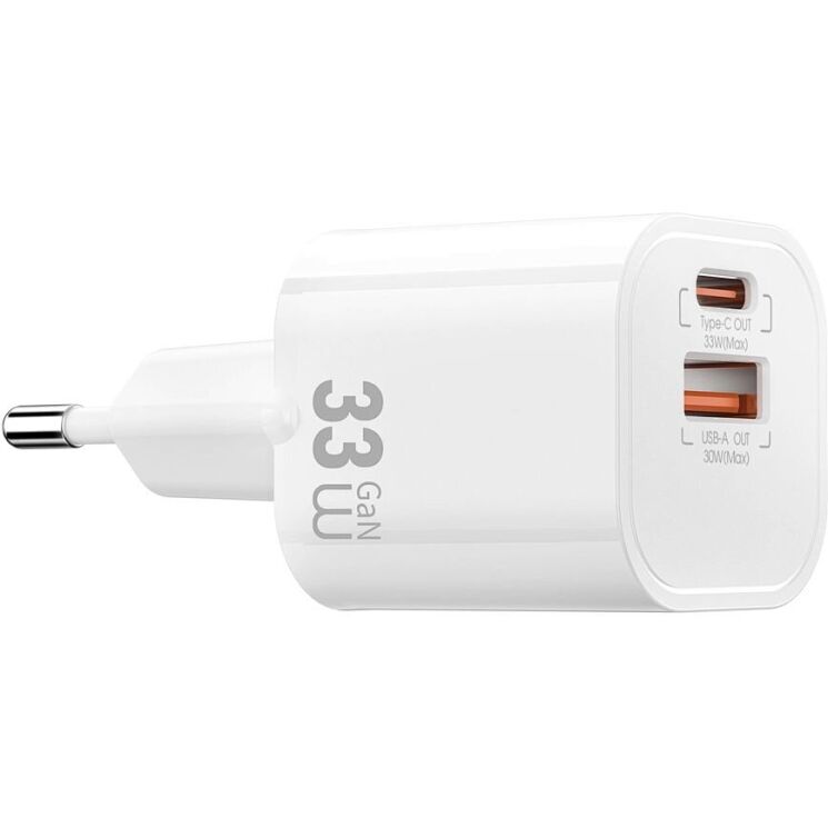 Сетевое зарядное устройство WIWU Wi-G017 GaN 33W (USB + Type-C) - White: фото 3 из 11