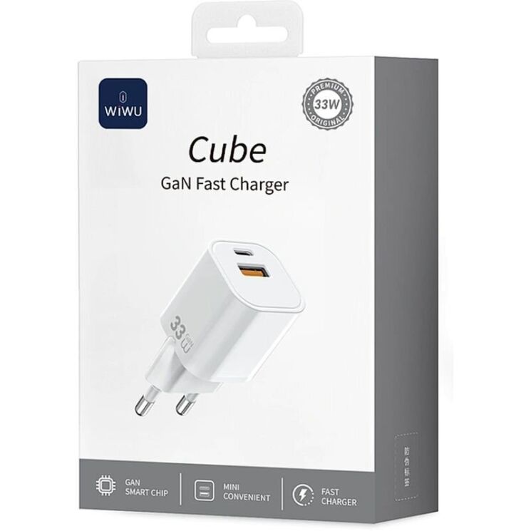 Сетевое зарядное устройство WIWU Wi-G017 GaN 33W (USB + Type-C) - White: фото 5 из 11