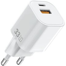 Сетевое зарядное устройство WIWU Wi-G017 GaN 33W (USB + Type-C) - White: фото 1 из 11