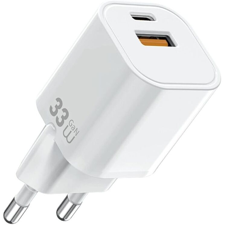 Сетевое зарядное устройство WIWU Wi-G017 GaN 33W (USB + Type-C) - White: фото 1 из 11