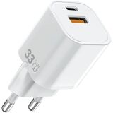 Мережевий зарядний пристрій WIWU Wi-G017 GaN 33W (USB + Type-C) - White: фото 1 з 11