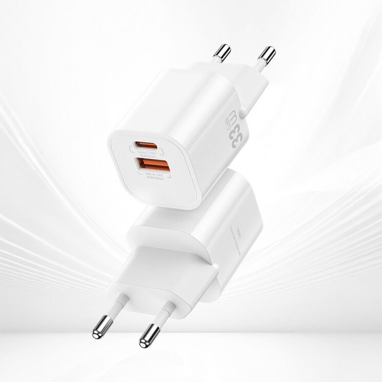 Сетевое зарядное устройство WIWU Wi-G017 GaN 33W (USB + Type-C) - White: фото 6 из 11